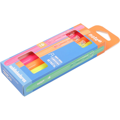 Sublinhador Retrátil Cores Neon 4 Unidades Note!