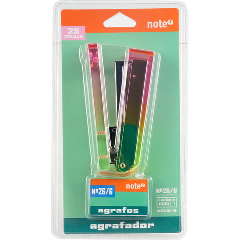 Agrafador Neon com Recarga de 1000 Agrafos 26/6 Note!