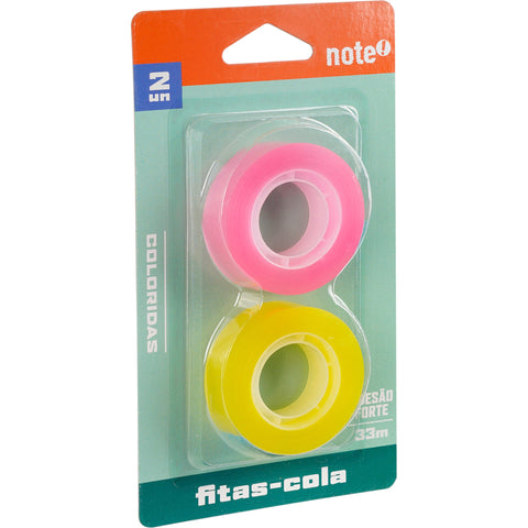 Fita Cola Transparente Colorida 15mmx33m (várias opções) Note!