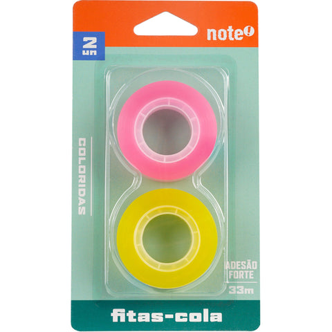 Fita Cola Transparente Colorida 15mmx33m (várias opções) Note!