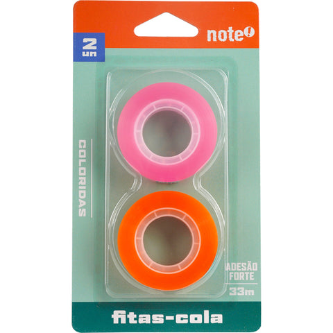 Fita Cola Transparente Colorida 15mmx33m (várias opções) Note!