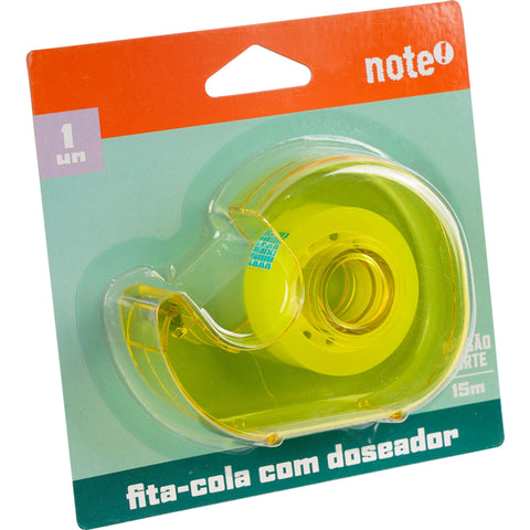 Fita Cola Transparente com Dispensador Color 15mmx15m (várias opções) Note!