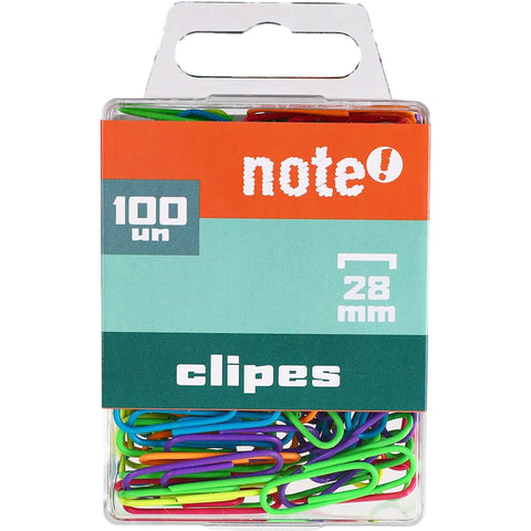 Clips 28mm Coloridos 100 Unidade Note!