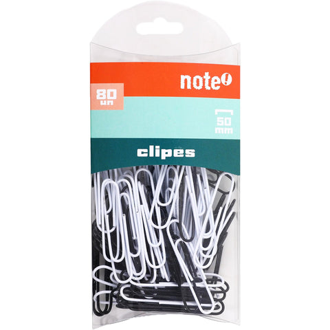 Clips 50mm Branco e Preto 80 Unidades Note!