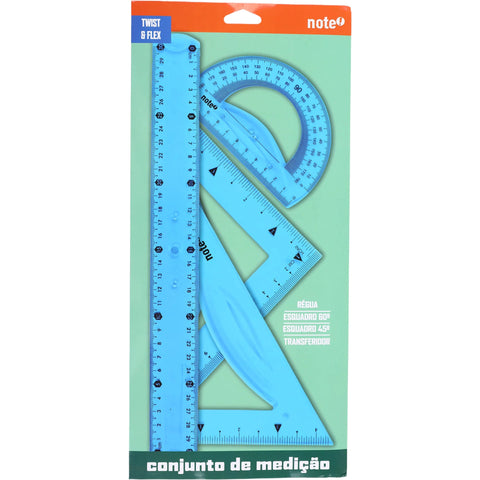 Pack Flexível Régua + Esquadro + Transferidor 4 Unidades Note!