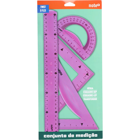 Pack Flexível Régua + Esquadro + Transferidor 4 Unidades Note!