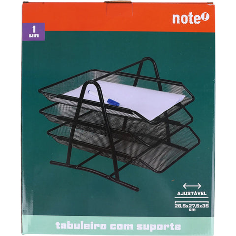 Tabuleiro com Suporte em Metal Preto 3 Divisórias Note!