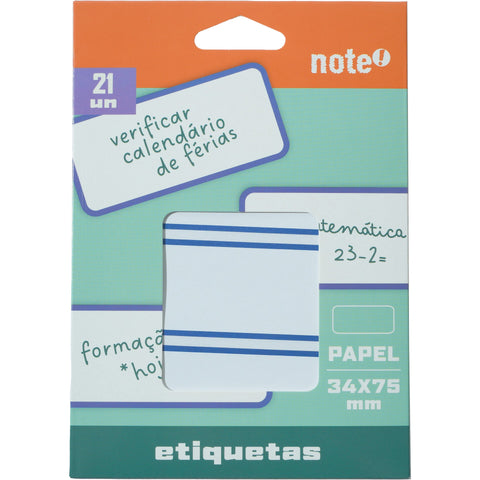 Etiquetas Adesivas 34x75mm Rebordo Azul 21 Unidades Note!