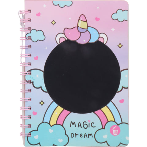 Caderno Espiral A5 com LCD Interativo Pautado Unicórnio Note!