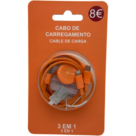 Cabo De Carregamento 3 Em 1 Laranja Fusi