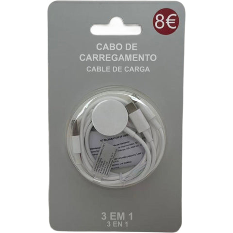 Cabo De Carregamento 3 Em 1 Branco Fusio
