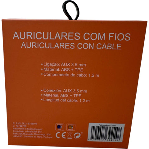 Auriculares Com Fios Laranja Fusion