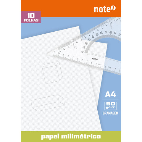 Bloco de Papel Milimétrico A4 10 Folhas Note!