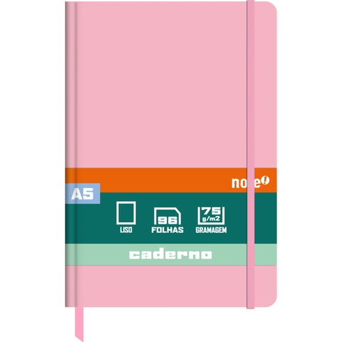 Caderno Agrafado A5 Capa Dura com Elástico Liso Pastel (várias opções) Note!