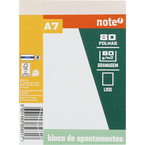 Bloco Apont A7 80 F 60 Gramas L 26 Note!