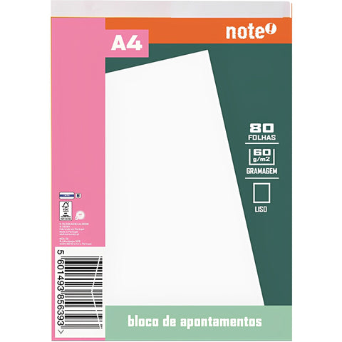 Bloco de Apontamentos A4 Liso Note!