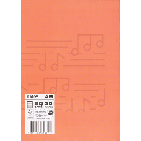 Caderno Música A5 20 Folhas 5 Unidades Note!