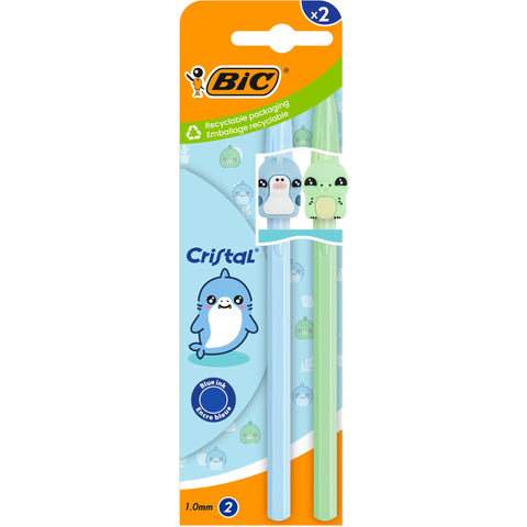 Esferográfica Cristal Figurine Tubarão/ Crocodilo 2 Unidades Bic