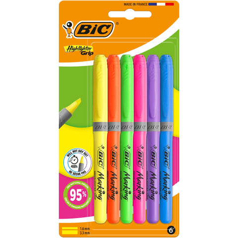 Marcador Fluor Grip Neon 6 Unidades Bic