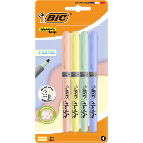 Marcador Fluor Grip Mineral Tones 4 Unidades Bic