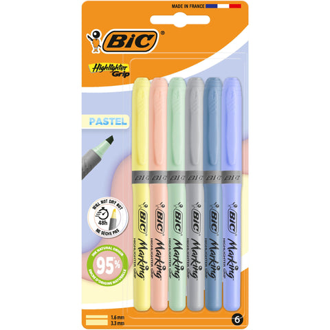 Marcador Fluor Grip Mineral Tones 6 Unidades Bic