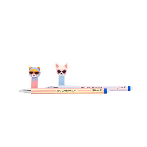 Conjunto 2 Canetas Apagar Bo-Bo-Gato+Chihuahua