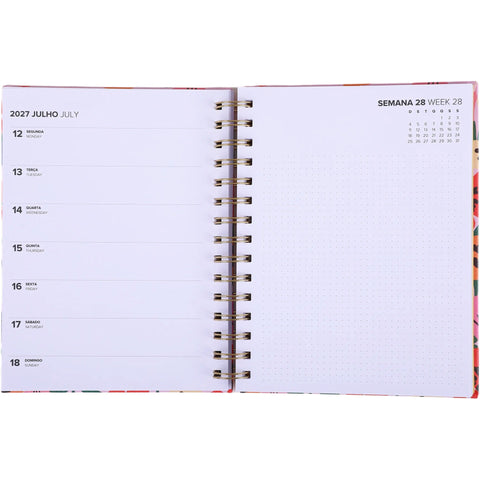 Agenda Espiral A5 2027 12 Meses Semanal Flowers (várias opções) Note!