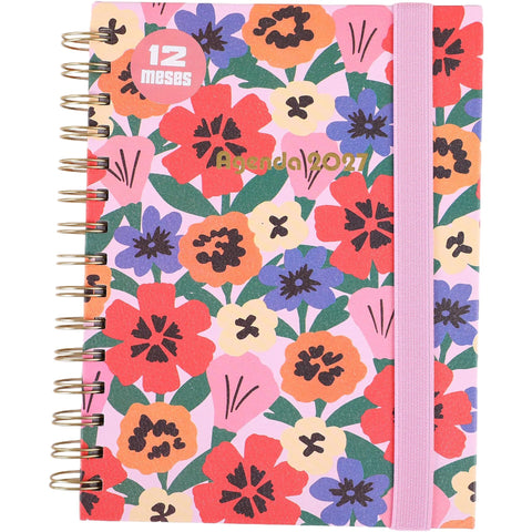 Agenda Espiral A5 2027 12 Meses Semanal Flowers (várias opções) Note!