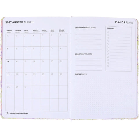 Agenda A5 2027 12 Meses Semanal Mini Flowers (várias opções) Note
