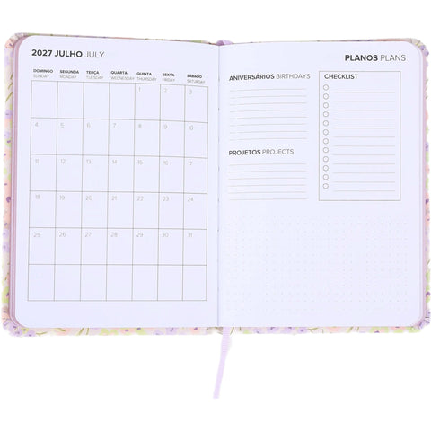 Agenda A6 2027 12 Meses Semanal Mini Flowers (várias opções) Note!