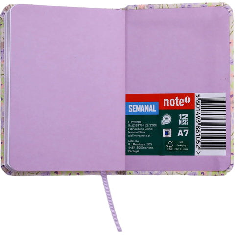 Agenda Espiral A7 2027 12 Meses Semanal Mini Flowers (várias opções) Note!