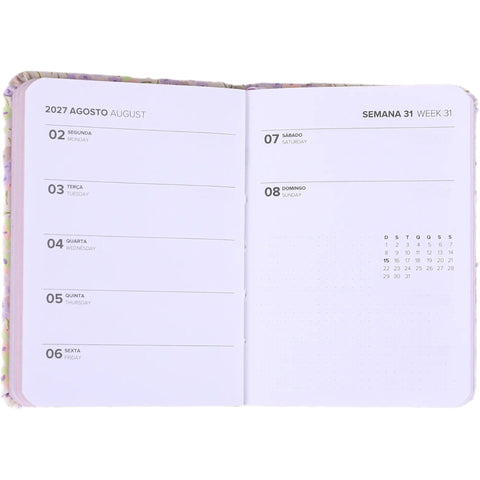Agenda Espiral A7 2027 12 Meses Semanal Mini Flowers (várias opções) Note!
