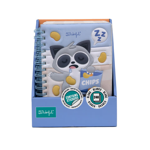Caderno Formato A5 Squishy - Lazy Raccoon