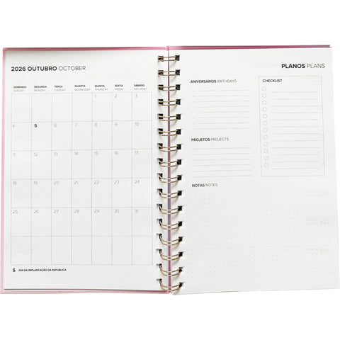 Agenda Espiral A5 26/ 27 16 Meses Semanal Iris (várias opções) Note!