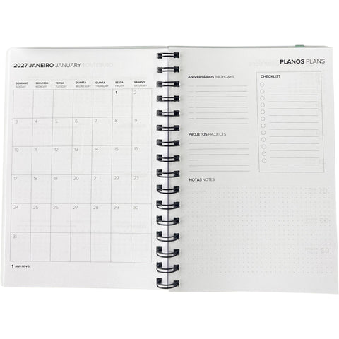 Agenda Espiral A5 26/ 27 16 Meses Semanal Study (várias opções) Note!