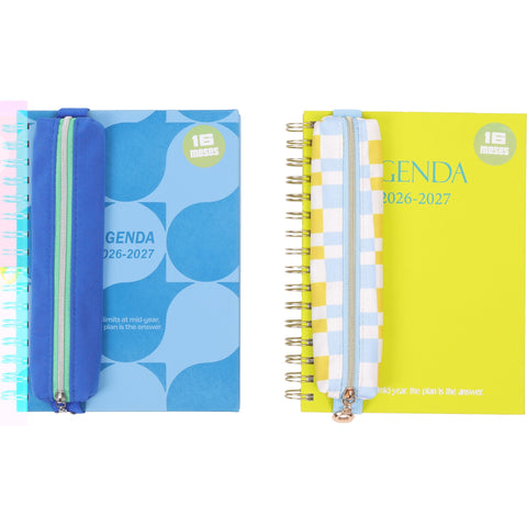 Agenda Espiral A5 26/27 16 Meses Semanal com Estojo Half (várias opções) Note!