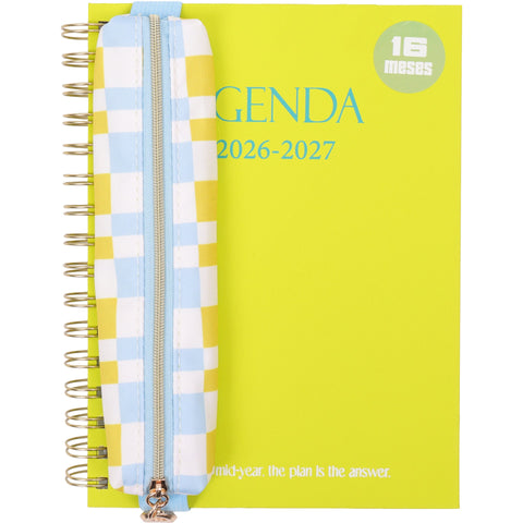Agenda Espiral A5 26/27 16 Meses Semanal com Estojo Half (várias opções) Note!