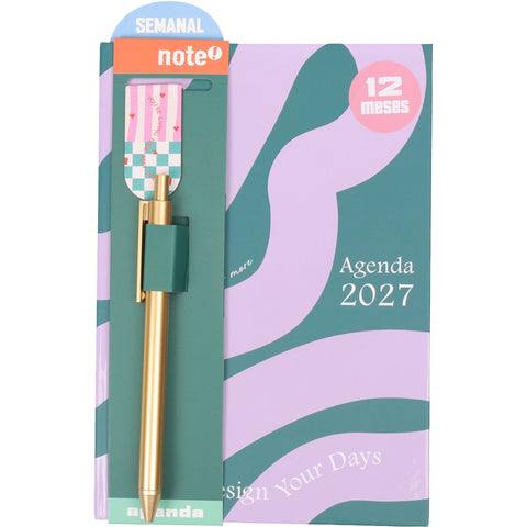 Agenda A5 2027 12 Meses Semanal com Esferográfica Story (várias opções) Note!
