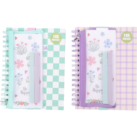 Agenda A5 26/27 16 Meses Semanal com Estojo e Sublinhadores Spring (várias opções) Note!