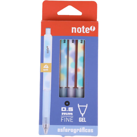 Esferográfica Tinta Gel Preta 0.5mm Pastel 4 Unidades Note!