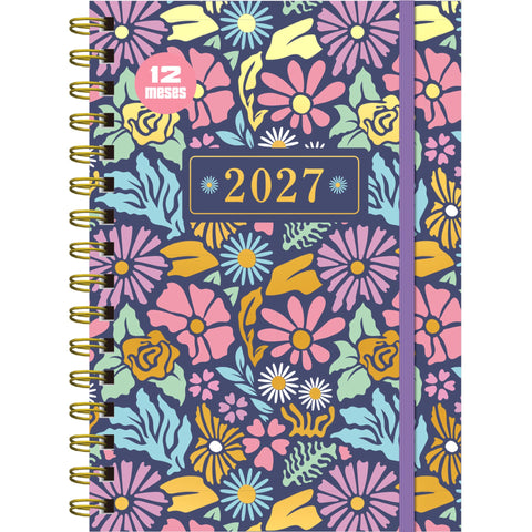 Agenda Espiral A5 2027 12 Meses Semanal Petals (várias opções) Note!
