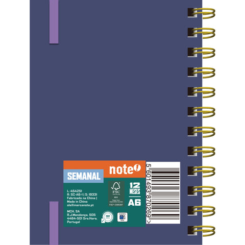 Agenda Espiral A6 2027 12 Meses Semanal Petals (várias opções) Note!