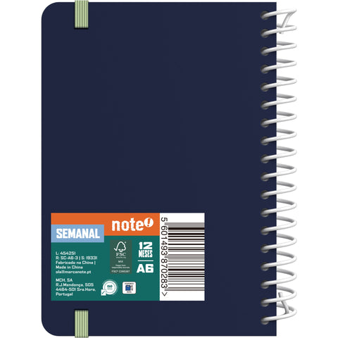 Agenda Espiral A6 2027 12 Meses Semanal Classic (várias opções) Note!