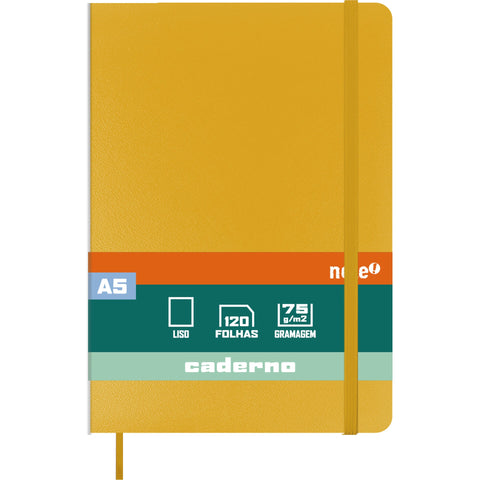 Caderno Agrafado A5 Capa Dura com Elástico Liso (várias opções) Note!