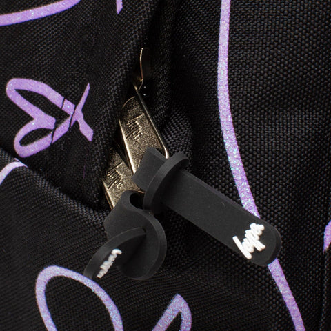 Mochila Iconic Glitter Heart Preto e Roxo Hype