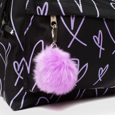 Mochila Iconic Glitter Heart Preto e Roxo Hype