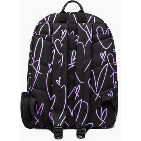 Mochila Iconic Glitter Heart Preto e Roxo Hype