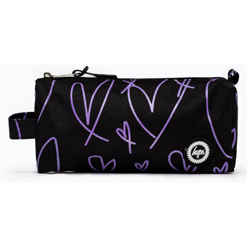 Estojo Glitter Heart Preto e Roxo Hype