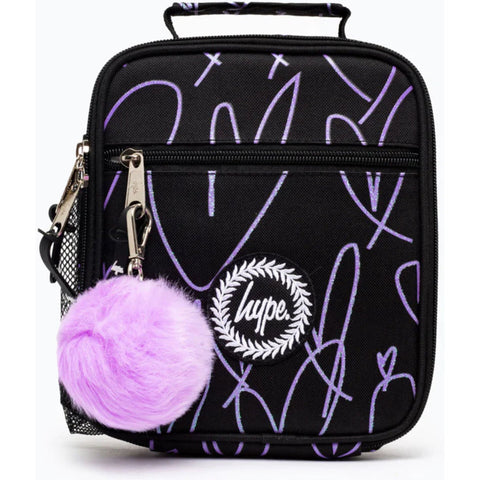 Lancheira Glitter Heart Preto e Roxo Hype