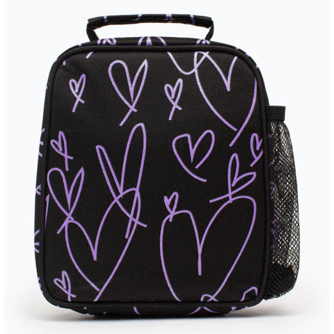 Lancheira Glitter Heart Preto e Roxo Hype
